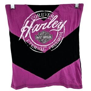 Harley-Davidson Tube Top Rhinestone Shelf Bra Bandeau Graphic Pink Black M